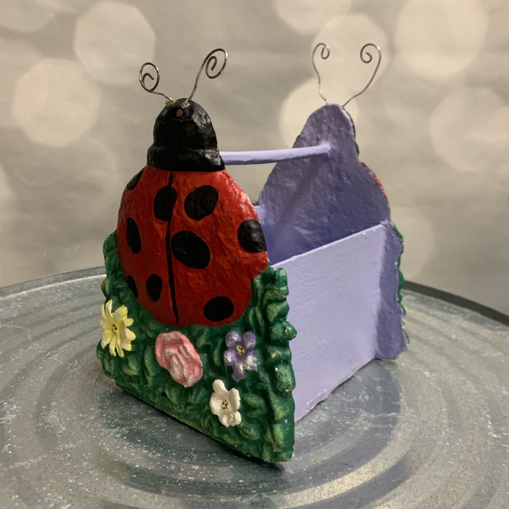 ladybug napkin holder‎ purple container paper mache